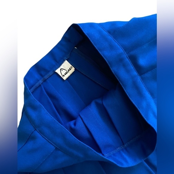 Vintage HEAD Solid ROYAL BLUE pleated mini skirt Medium BALLETCORE Barbicore - Picture 4 of 16